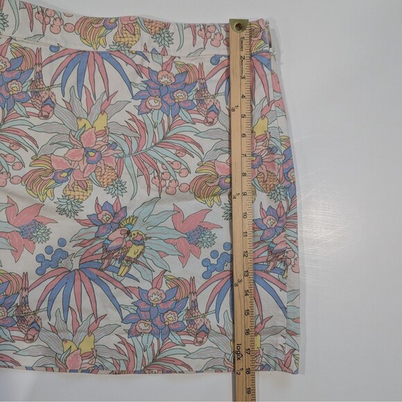 Talbots A-Line Pencil Skirt Pastel Beach Tropical Print With Parrots Size 4 - Picture 7 of 11